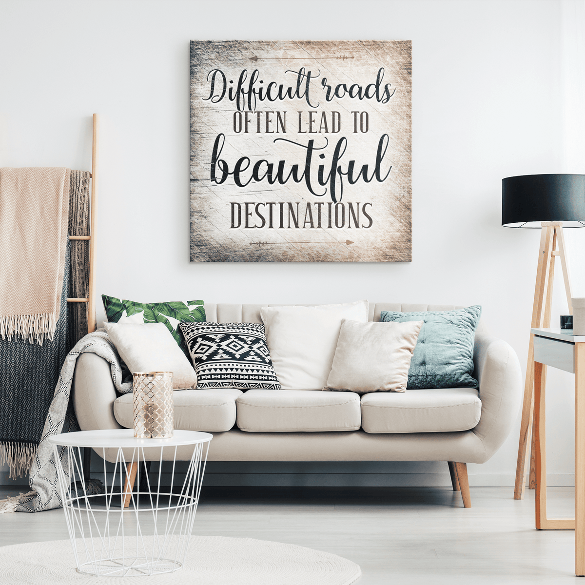 Difficult Roads Lead To Beautiful Destinations Canvas Wall Art – Motivational Office Decor