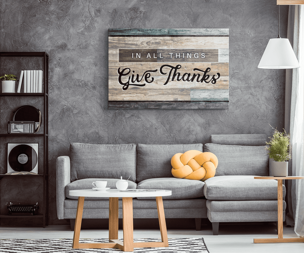 In All Things Give Thanks Canvas Wall Art – Christian Wall Decor