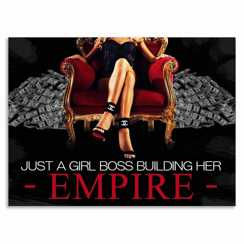 Just A Girl Boss Building Her Empire Canvas – Red Heels Office Art