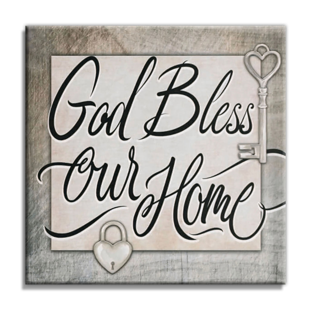 God Bless Our Home Canvas Wall Art – Christian Entryway Decor