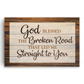 God Blessed The Broken Road Canvas – Rustic Couple Wall Art