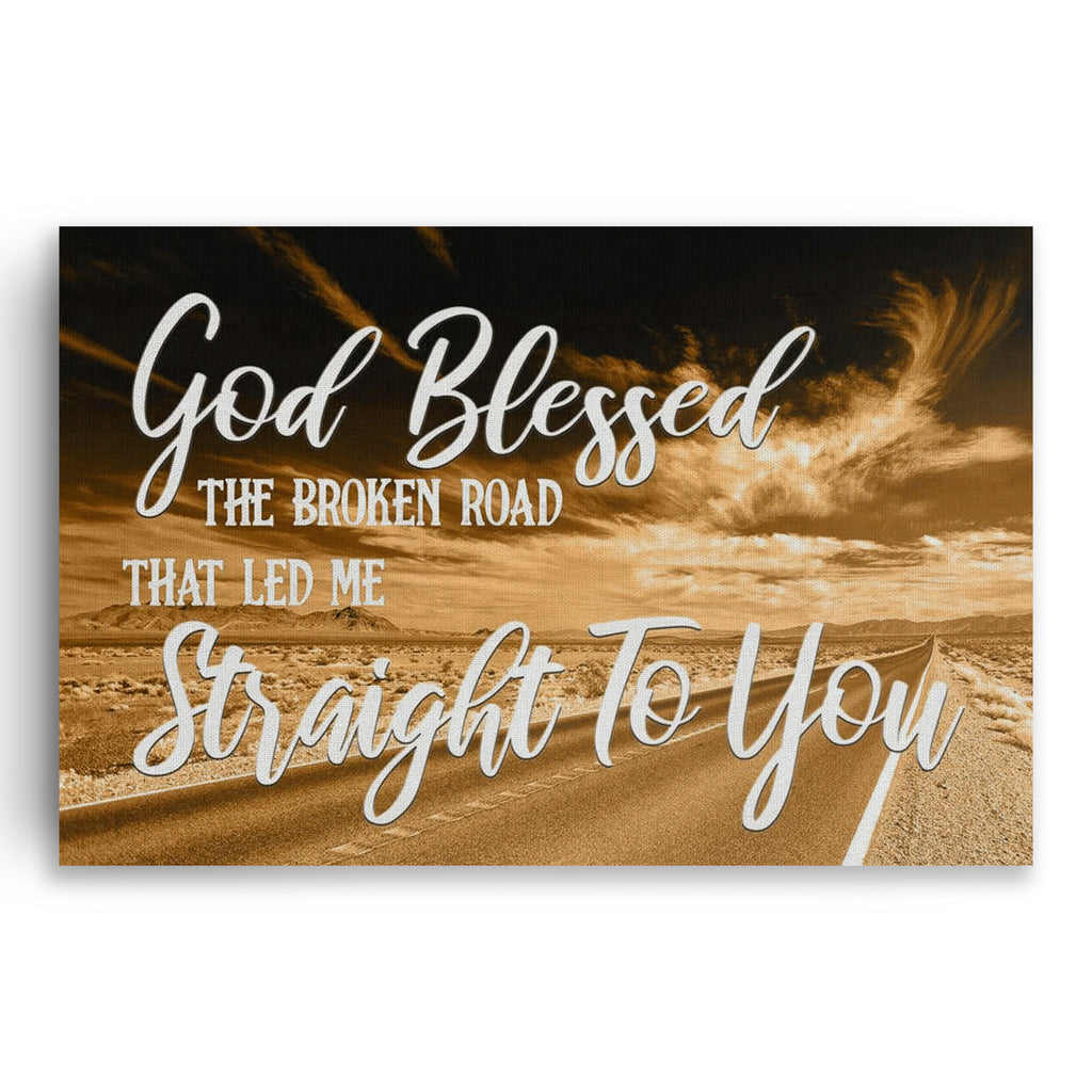God Blessed The Broken Road Sunset Canvas – Couple Wall Art