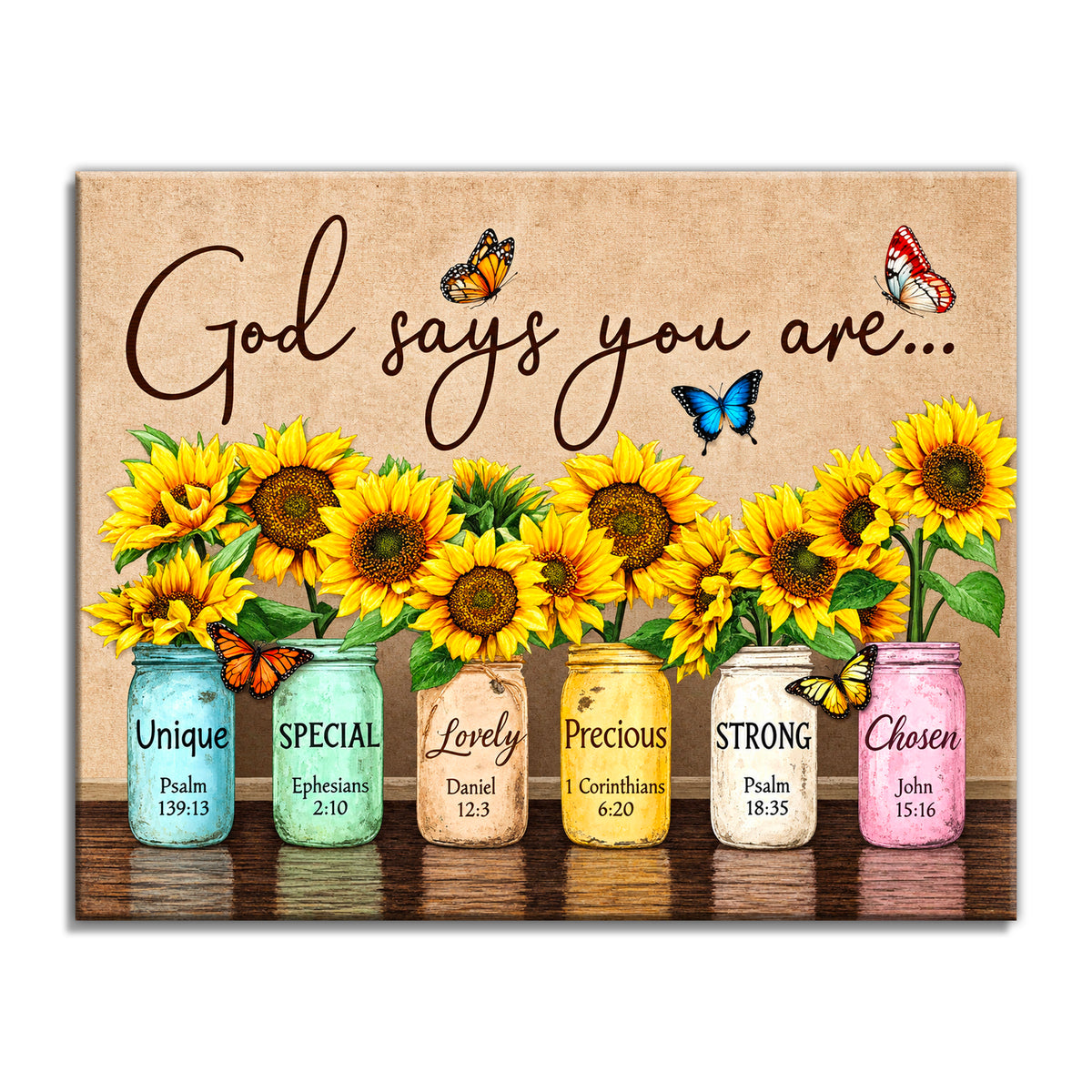 God Says You Are Sunflower Canvas – Christian Affirmation Wall Art