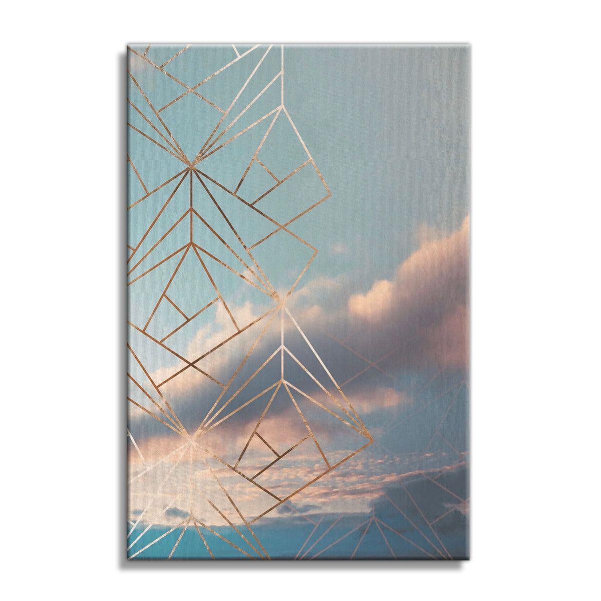 Art Deco Gold Dandelion Canvas – Modern Teal Wall Art