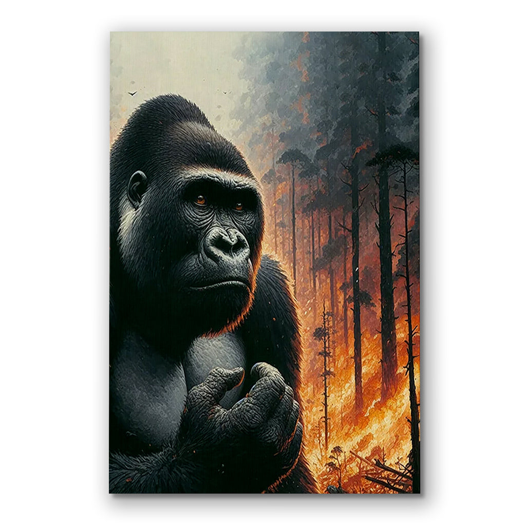 Gorilla Portrait Canvas Wall Art – Dramatic Wildlife Wall Decor