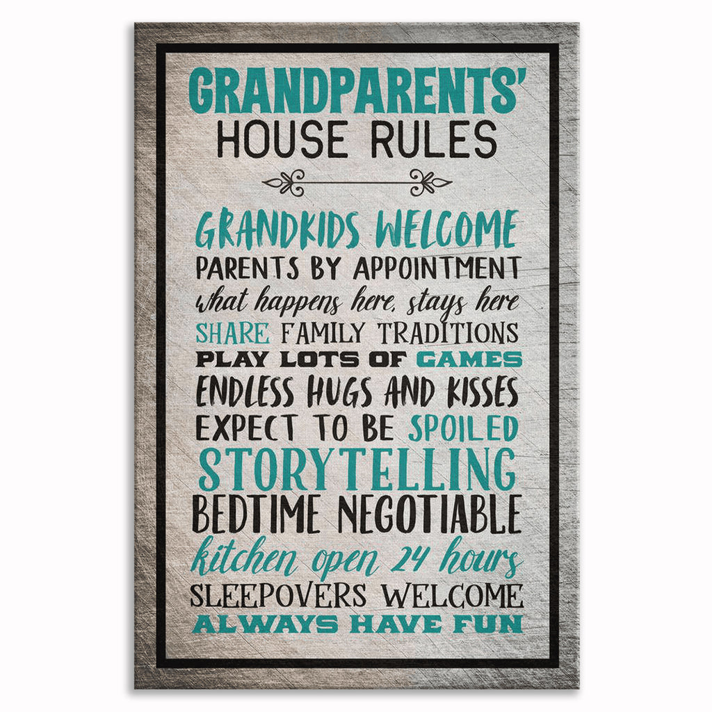 Grandparents House Rules Canvas – Funny Gift For Grandparents