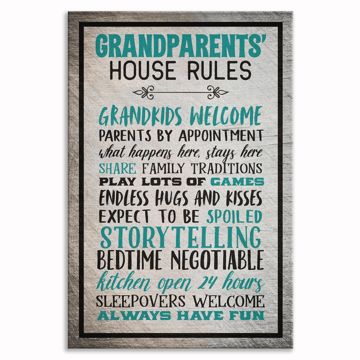 Grandparents House Rules Canvas – Funny Gift For Grandparents