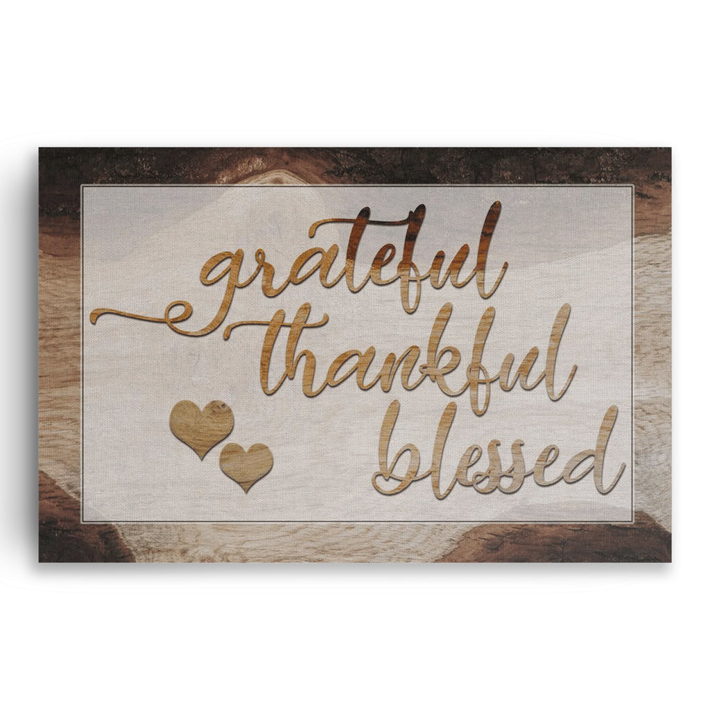 Grateful Thankful Blessed Canvas Wall Art – Thanksgiving Home Decor