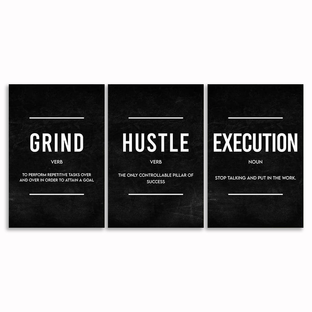 Grind Hustle Execution Set Of 3 Canvas – Motivational Office Wall Art