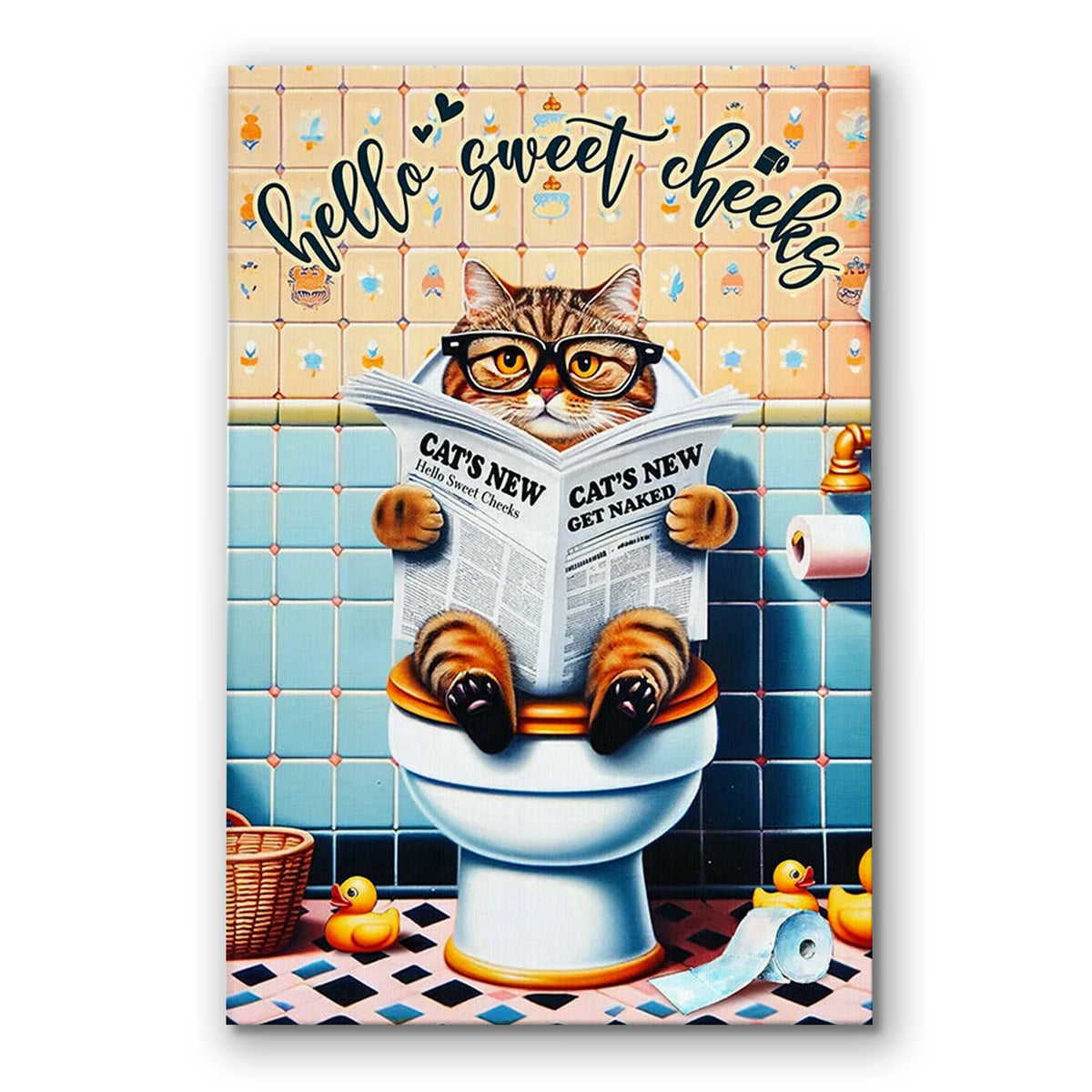 Hello Sweet Cheeks Raccoons Canvas – Funny Bathroom Wall Art