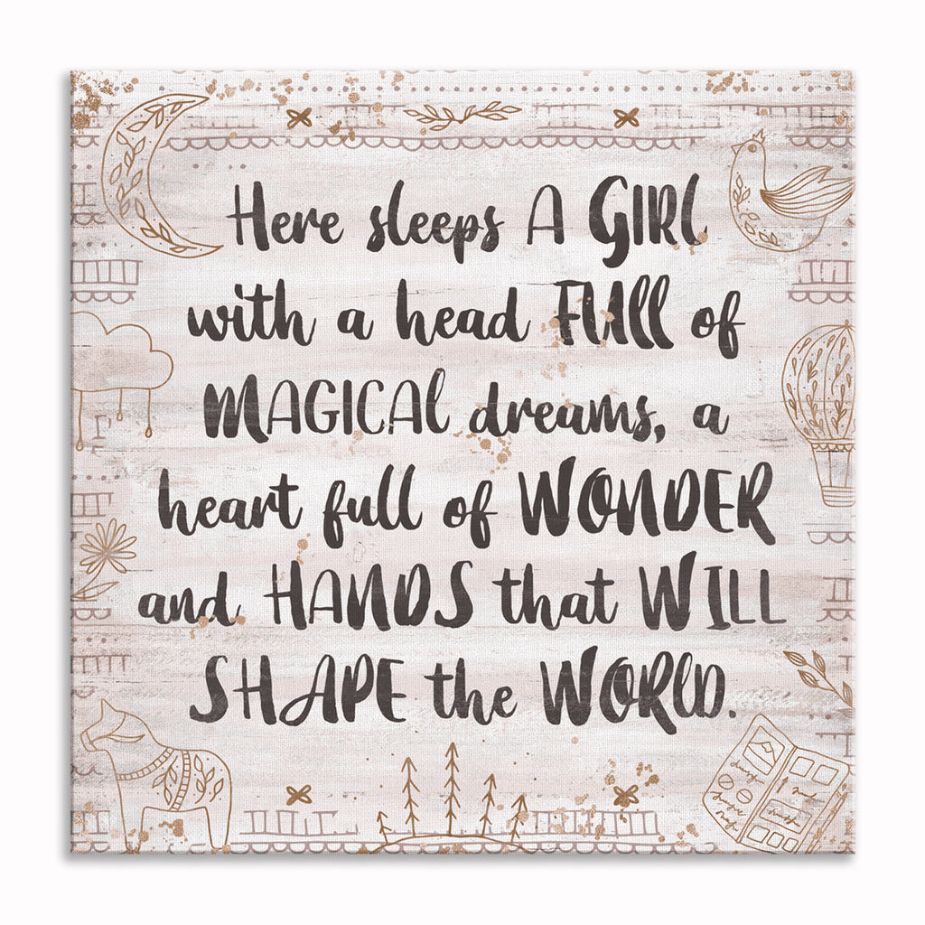 Here Sleeps A Girl With Magical Dreams Canvas – Girls Room Wall Art