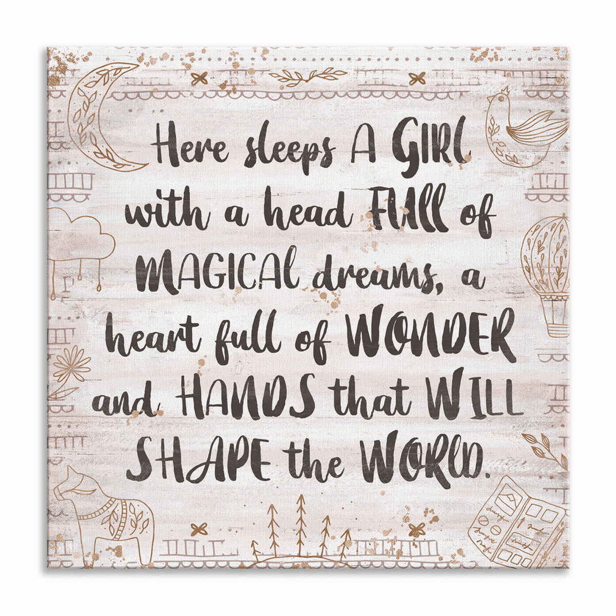 Here Sleeps A Girl With Magical Dreams Canvas – Girls Room Wall Art
