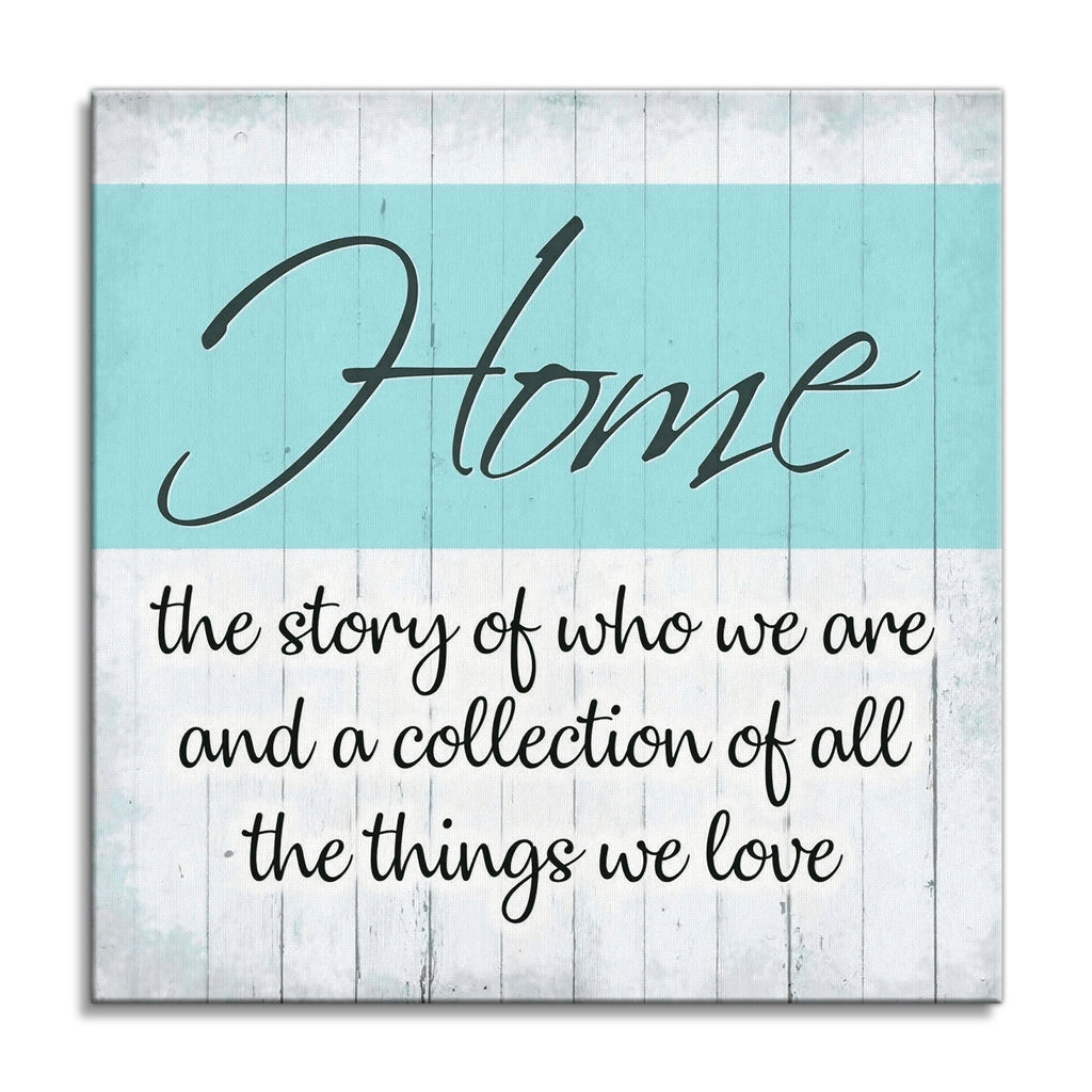 Home The Story Of Who We Are Canvas – Turquoise Family Wall Art