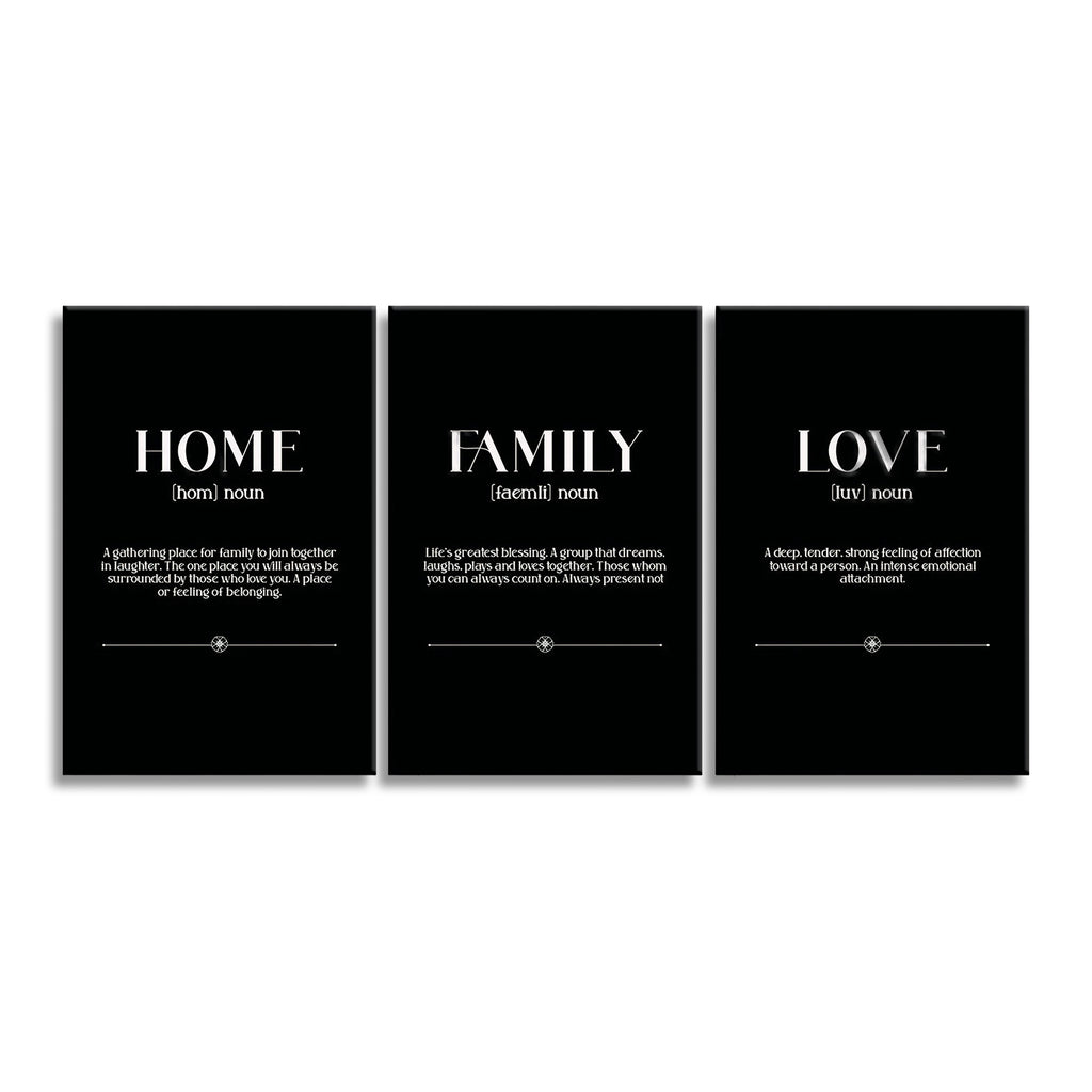 Home Family Love Definition Set Of 3 Canvas – Three Panel Wall Art