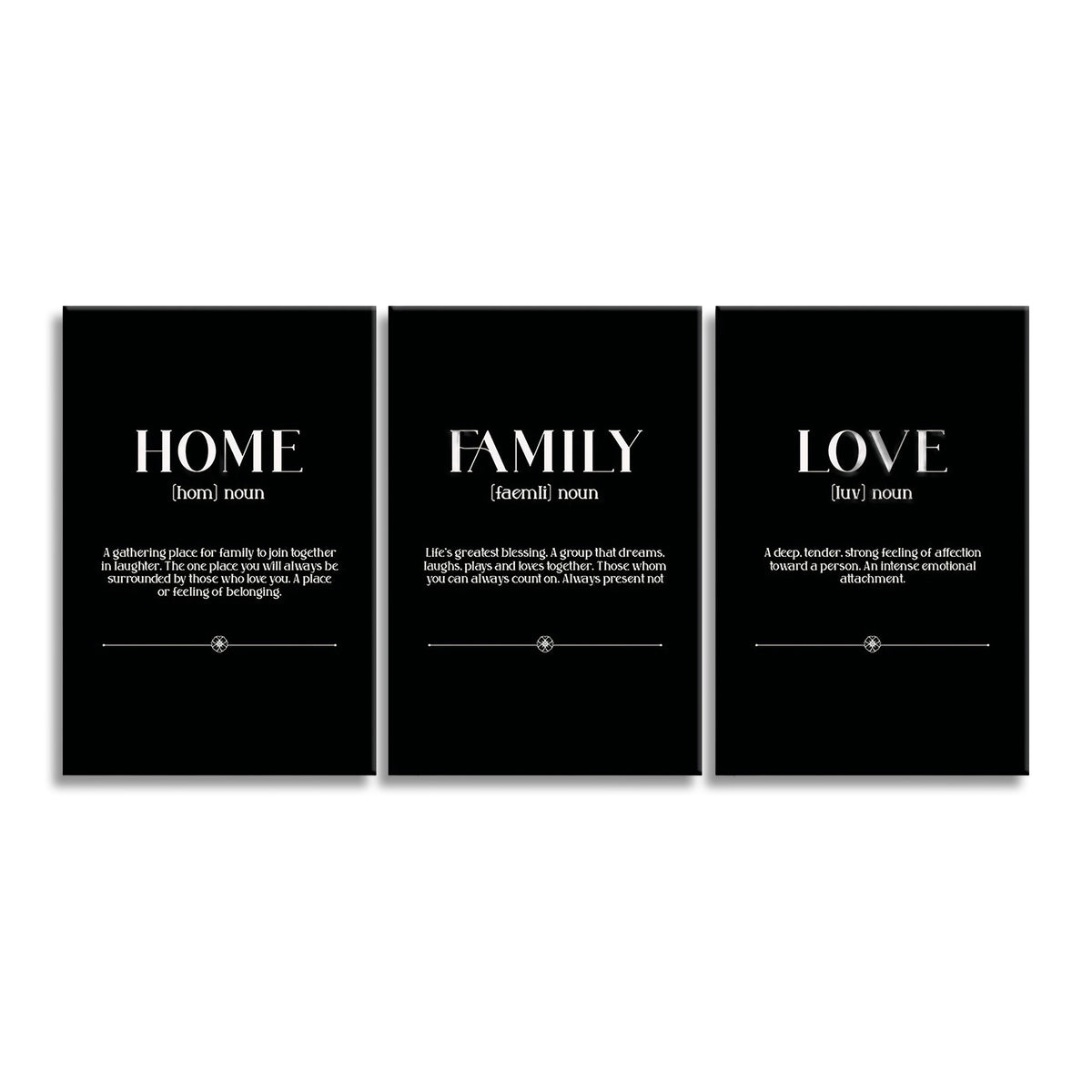 Home Family Love Definition Set Of 3 Canvas – Three Panel Wall Art