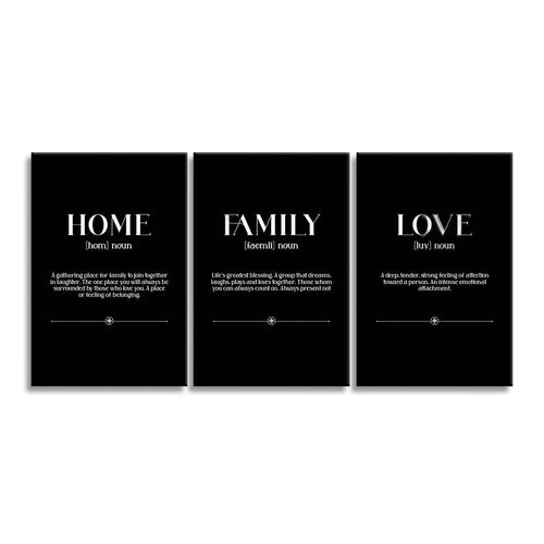 Home Family Love Definition Set Of 3 Canvas – Three Panel Wall Art