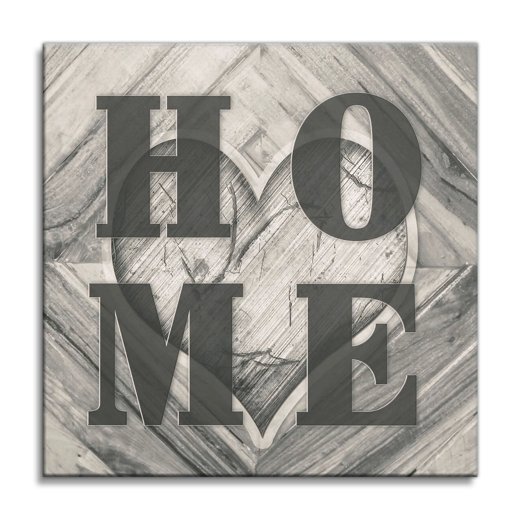 HOME With Heart Square Canvas – Modern Family Wall Art
