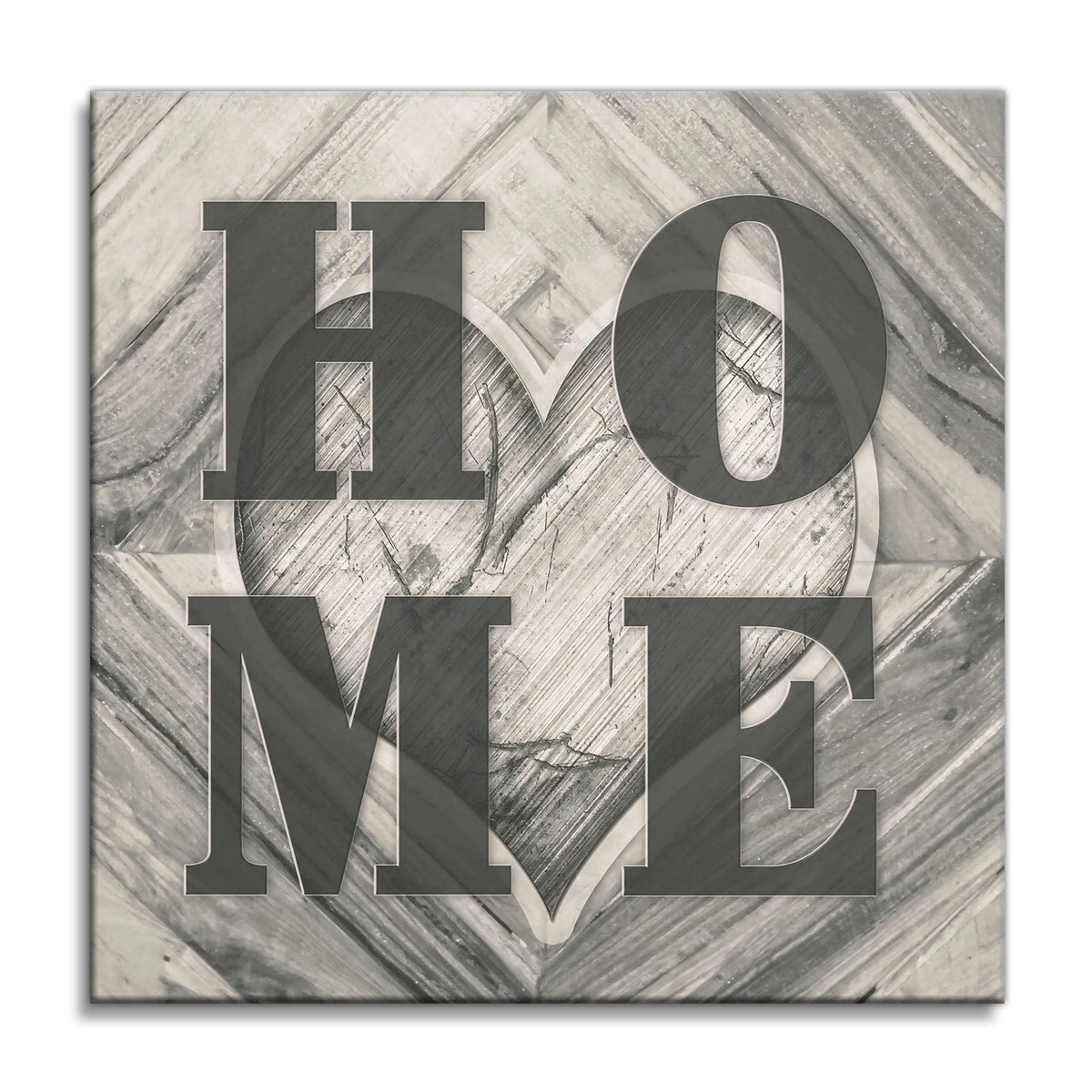 HOME With Heart Square Canvas – Modern Family Wall Art