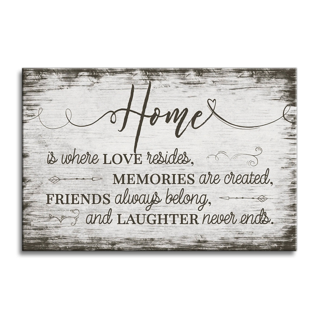 Home Is Where Love Resides Canvas – White Farmhouse Family Wall Art