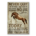 Horse Never Quit Canvas Wall Art – Motivational Equestrian Decor