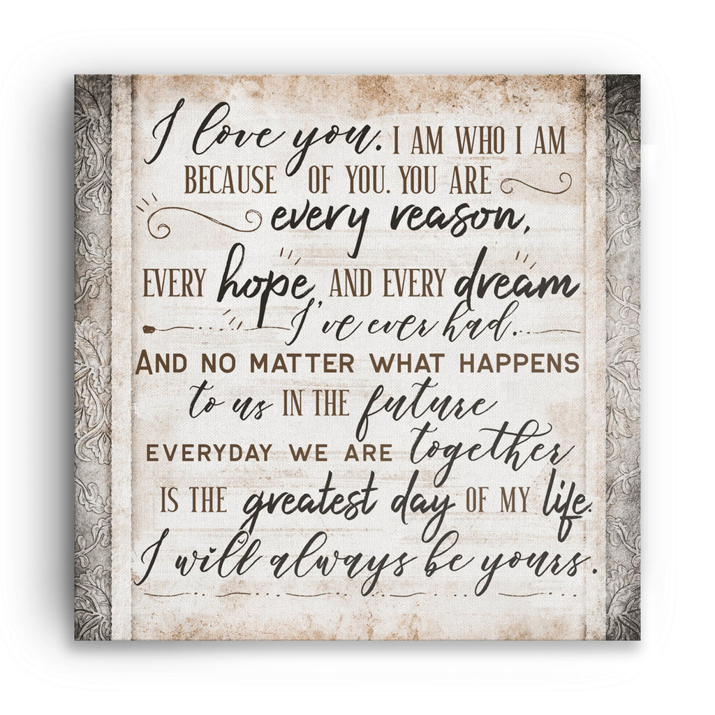 I Love You I Will Always Be Yours Canvas – Anniversary Couple Wall Art