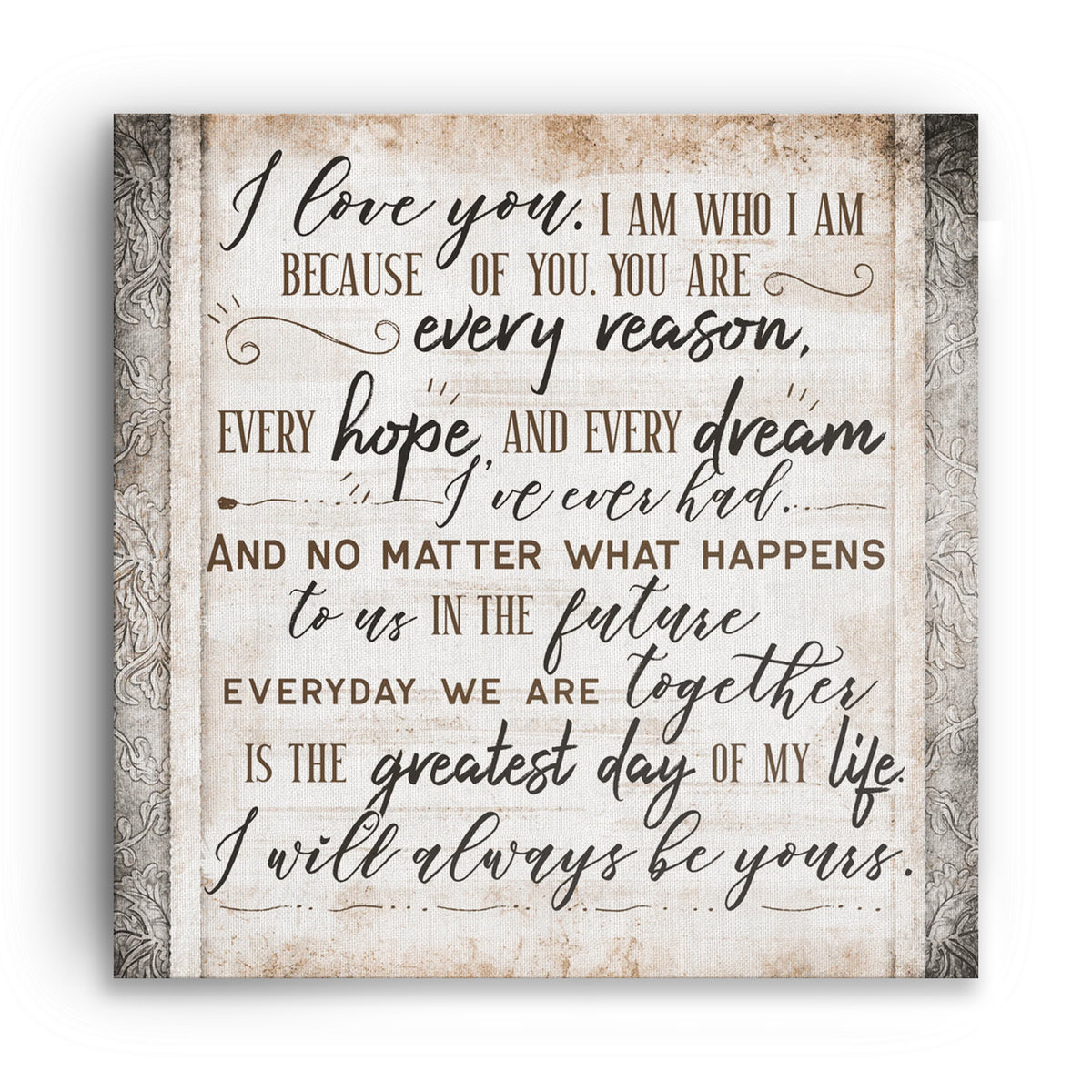 I Love You I Will Always Be Yours Canvas – Anniversary Couple Wall Art