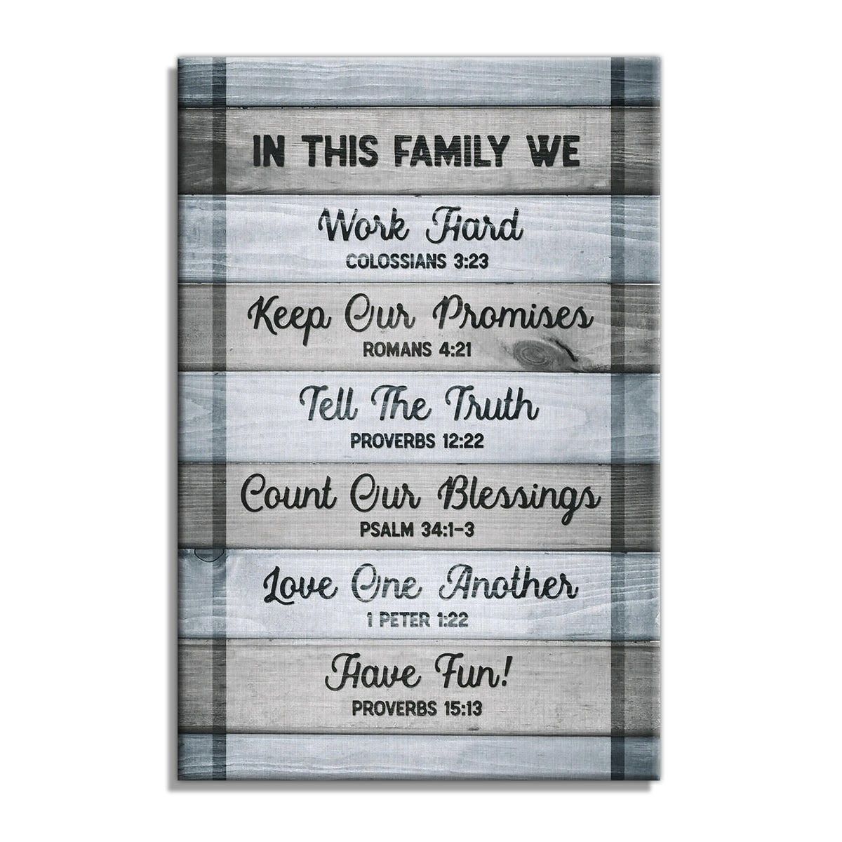 In This Family We Canvas Wall Art – Christian Family Rules Decor