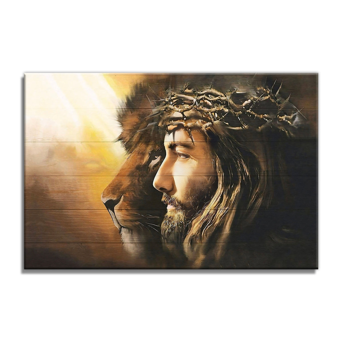 Jesus And Lion Canvas Wall Art – Lion Of Judah Christian Decor