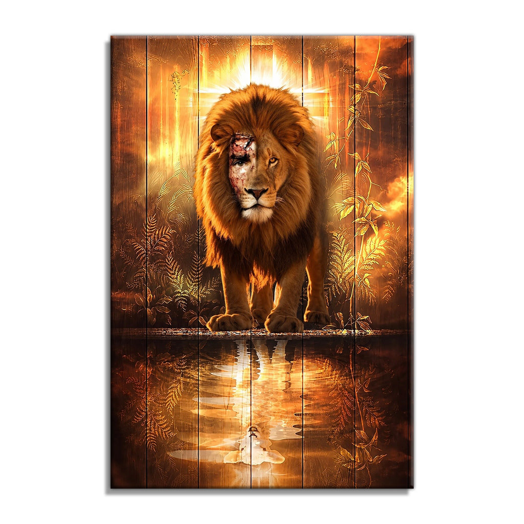 Lion And Cross Canvas Wall Art – Dramatic Christian Wall Decor