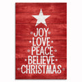 Joy Love Peace Believe Christmas Canvas – Red Holiday Wall Art