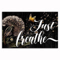 Just Breathe Dandelion Butterfly Canvas – Dark Calming Wall Art