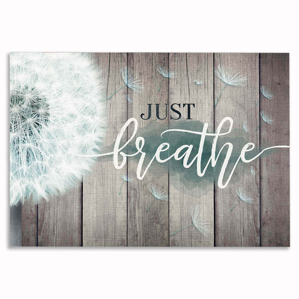 Just Breathe Canvas Wall Art – Grey Rustic Calming Decor