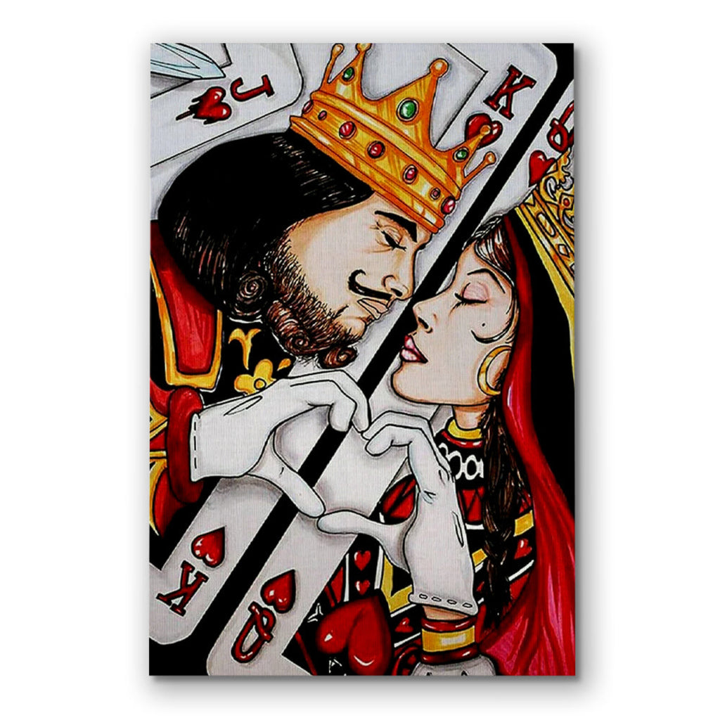 King And Queen Playing Card Canvas – Pop Art Couple Wall Decor