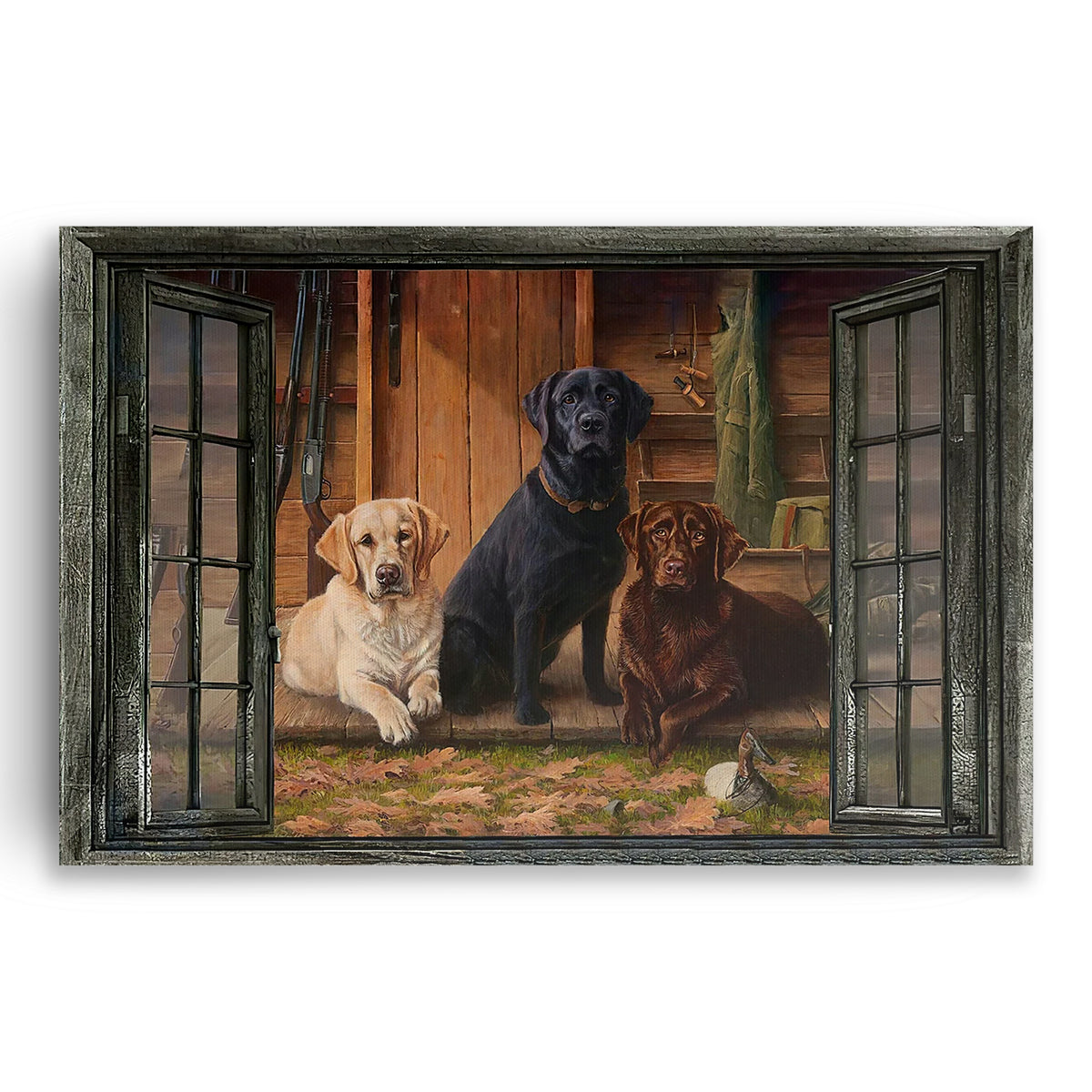 Labrador At The Window Canvas – Faux Window Dog Lover Wall Art