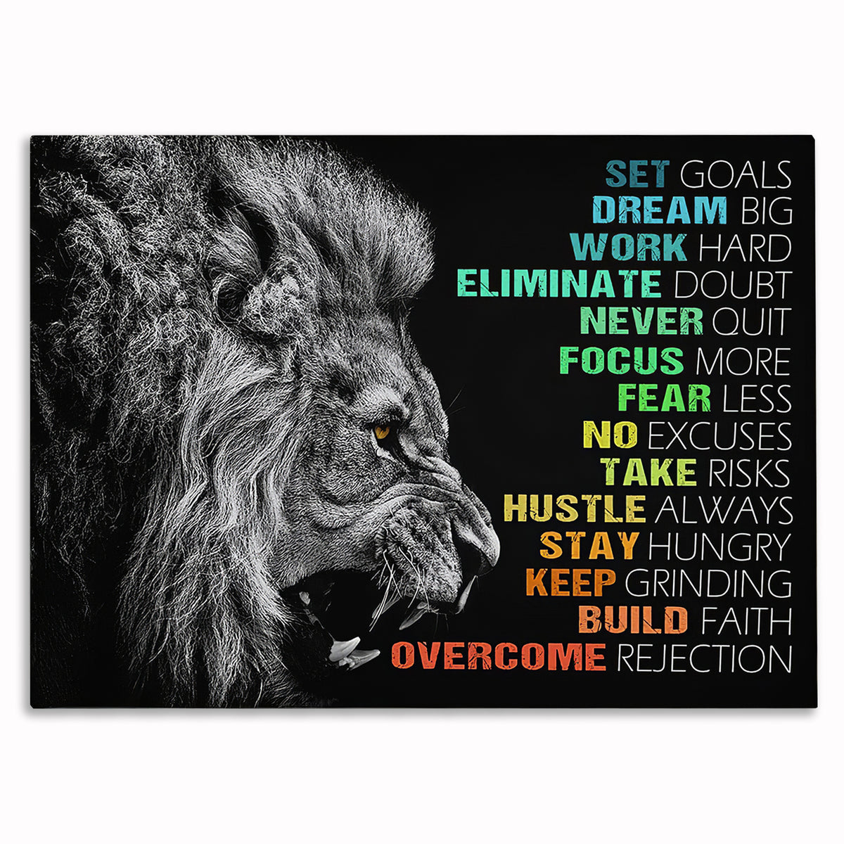 Lion Affirmations Canvas Wall Art – Motivational Office Decor