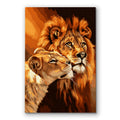 Romantic Lion Couple Canvas – Warm Lion And Lioness Wall Art