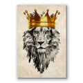 Lion With Gold Crown Canvas – Black And White Statement Wall Art