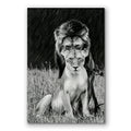 Lioness And Cub Canvas Wall Art – Black And White Wildlife Decor