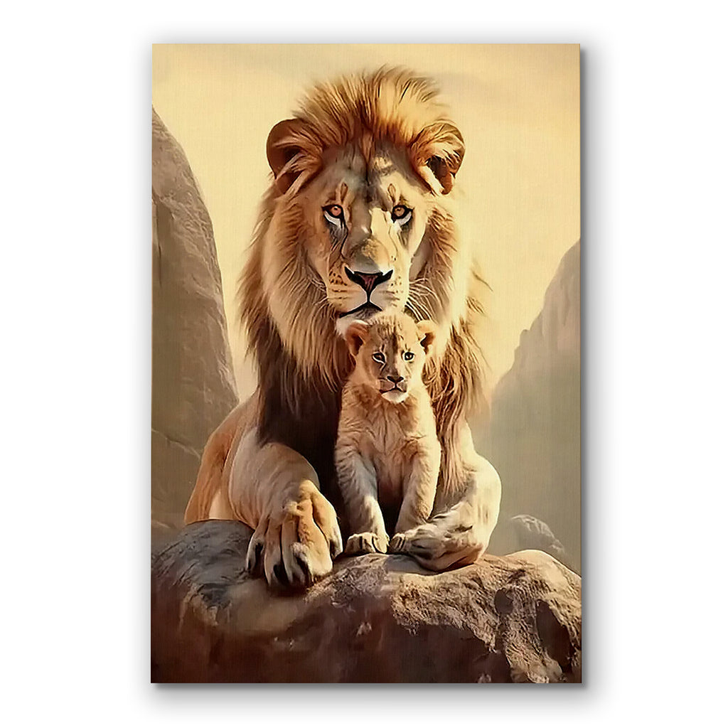 Lion Father And Son Canvas Wall Art – Father's Day Wildlife Decor