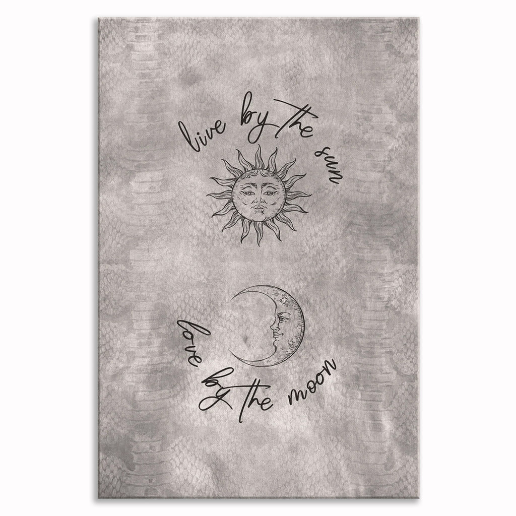Live By The Sun Love By The Moon Canvas – Grey Farmhouse Wall Art