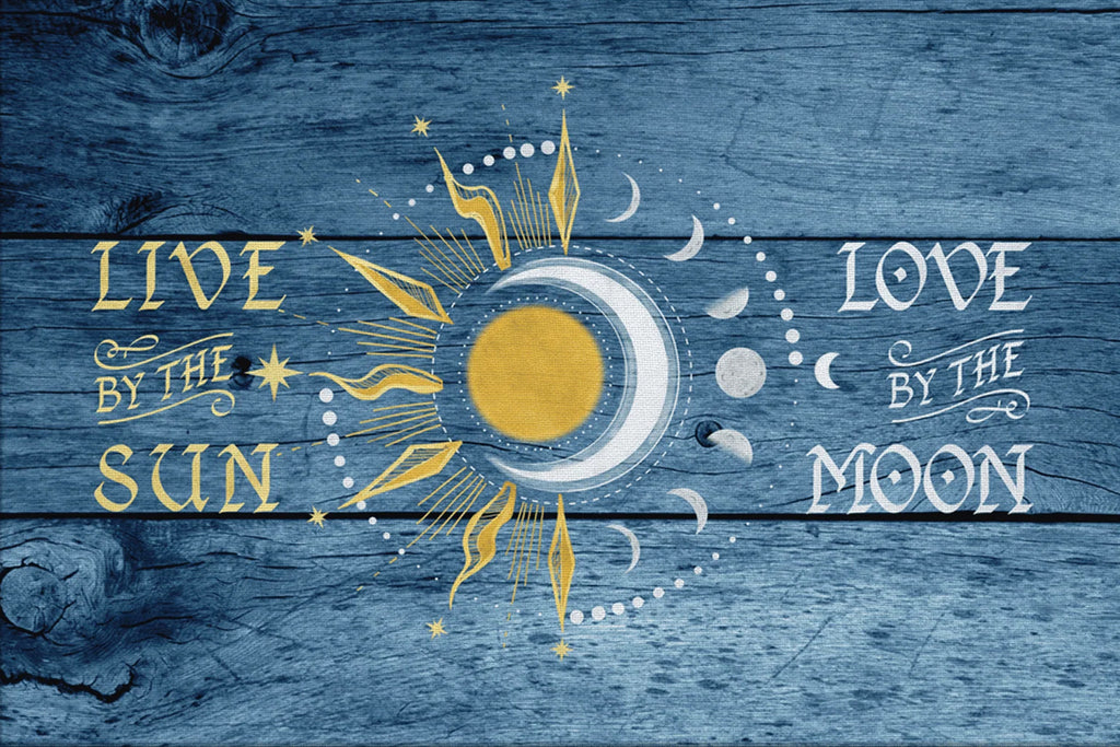 Live By The Sun Love By The Moon Rustic Canvas – Blue Wall Art
