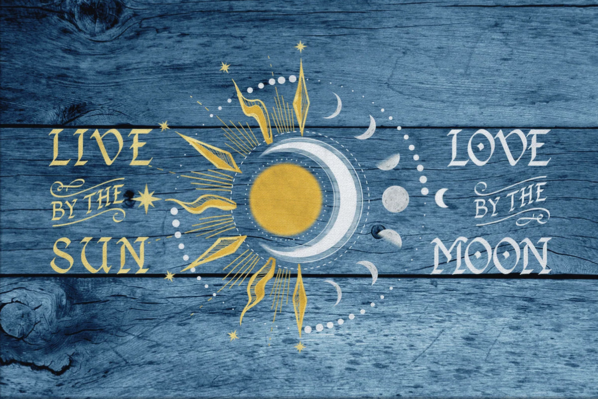 Live By The Sun Love By The Moon Rustic Canvas – Blue Wall Art