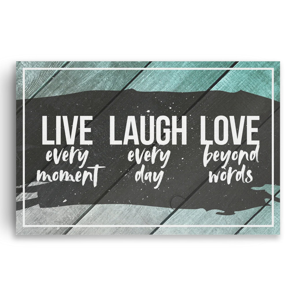 Live Laugh Love Canvas Wall Art – Teal Rustic Home Decor