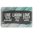 Live Laugh Love Canvas Wall Art – Teal Rustic Home Decor