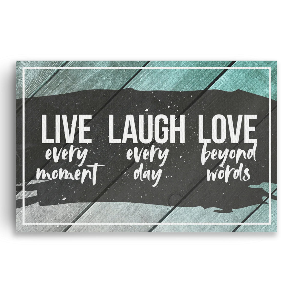 Live Laugh Love Canvas Wall Art – Teal Rustic Home Decor
