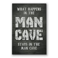 What Happens In The Man Cave Canvas – Funny Basement Wall Art