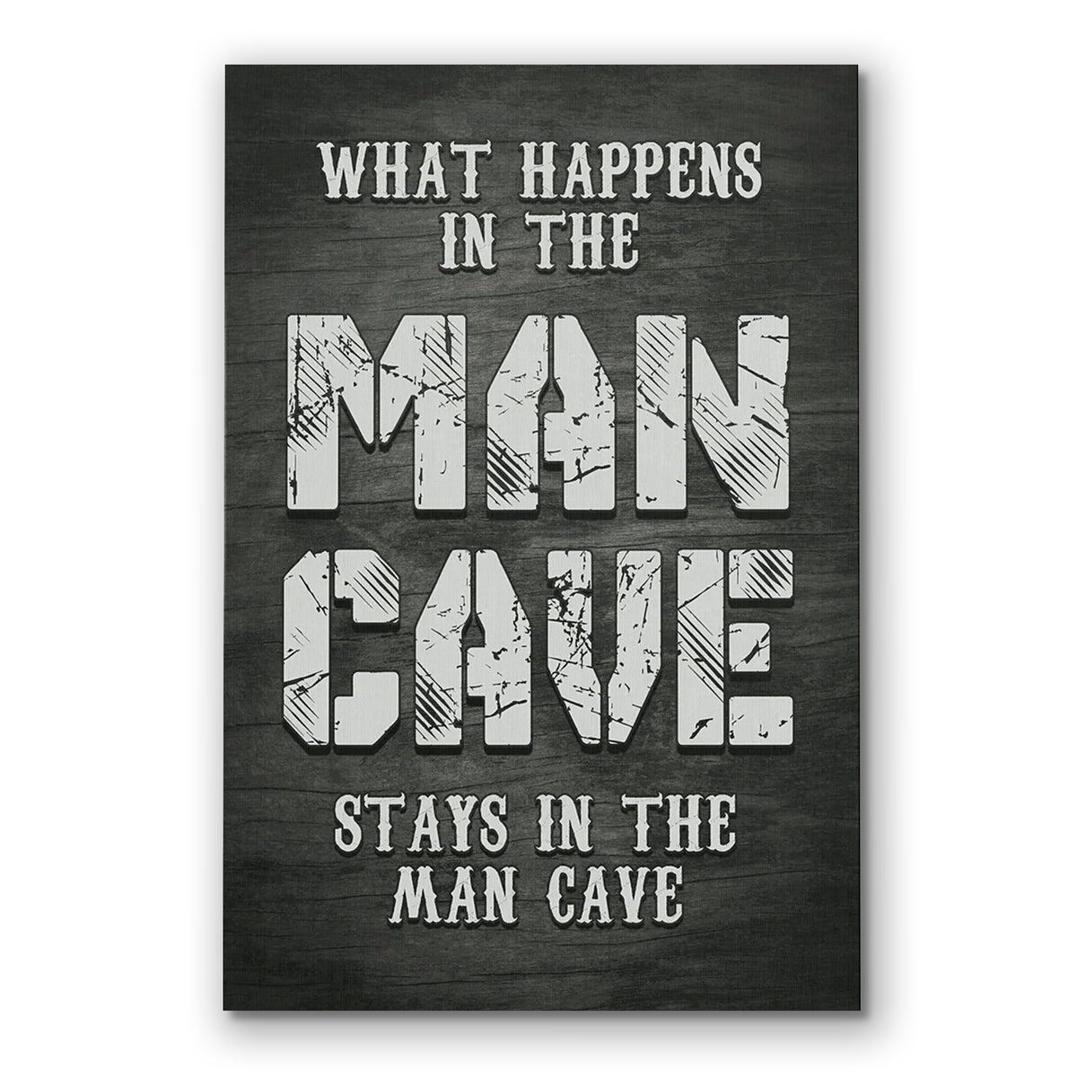 What Happens In The Man Cave Canvas – Funny Basement Wall Art