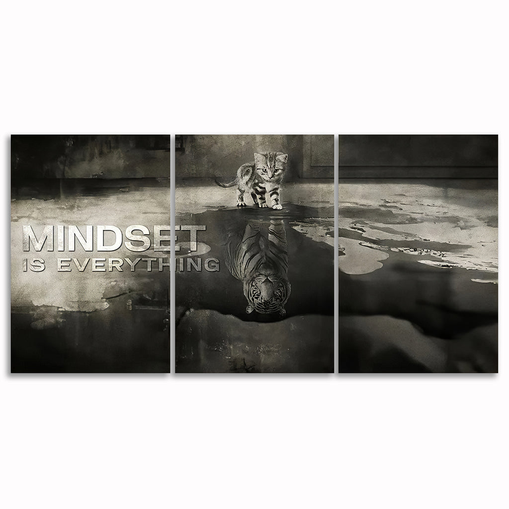 Mindset Is Everything Set Of 3 Canvas – Panoramic Office Wall Art