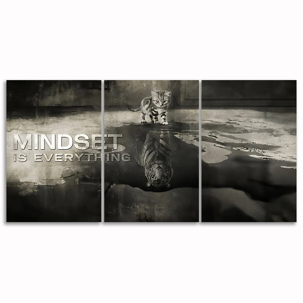 Mindset Is Everything Set Of 3 Canvas – Panoramic Office Wall Art