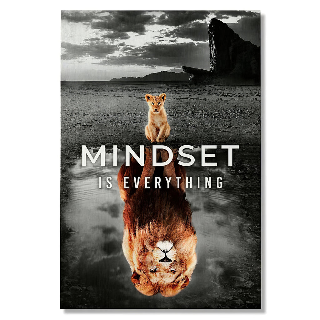 Mindset Is Everything Lion Canvas – Motivational Office Wall Art